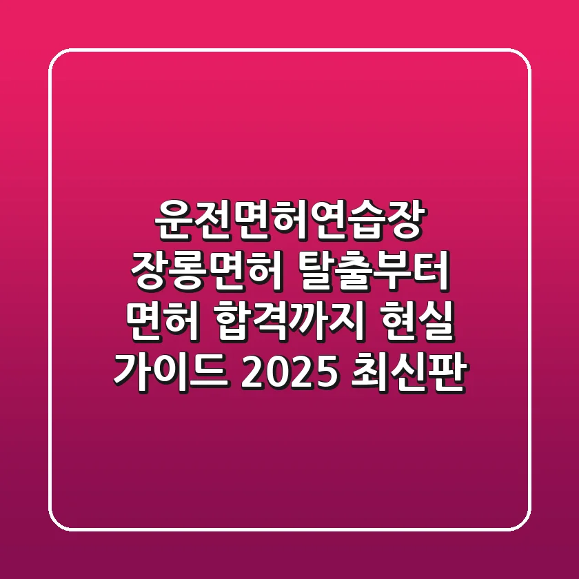 운전면허연습장: 장롱면허 탈출부터 면허 합격까지 현실 가이드 (2025 최신판)