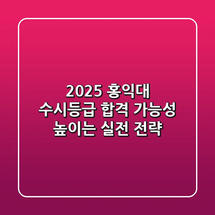 2025 홍익대 수시등급, 합격 가능성 높이는 실전 전략