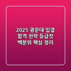 2025 광운대 입결: 합격 전략 & 등급컷 백분위 핵심 정리