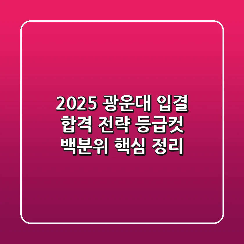 2025 광운대 입결: 합격 전략 & 등급컷 백분위 핵심 정리