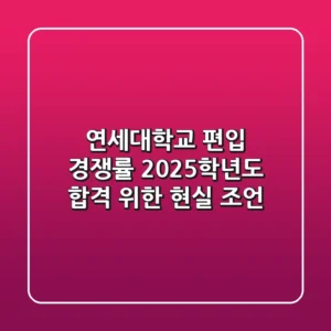 연세대학교 편입 경쟁률: 2025학년도 합격 위한 현실 조언