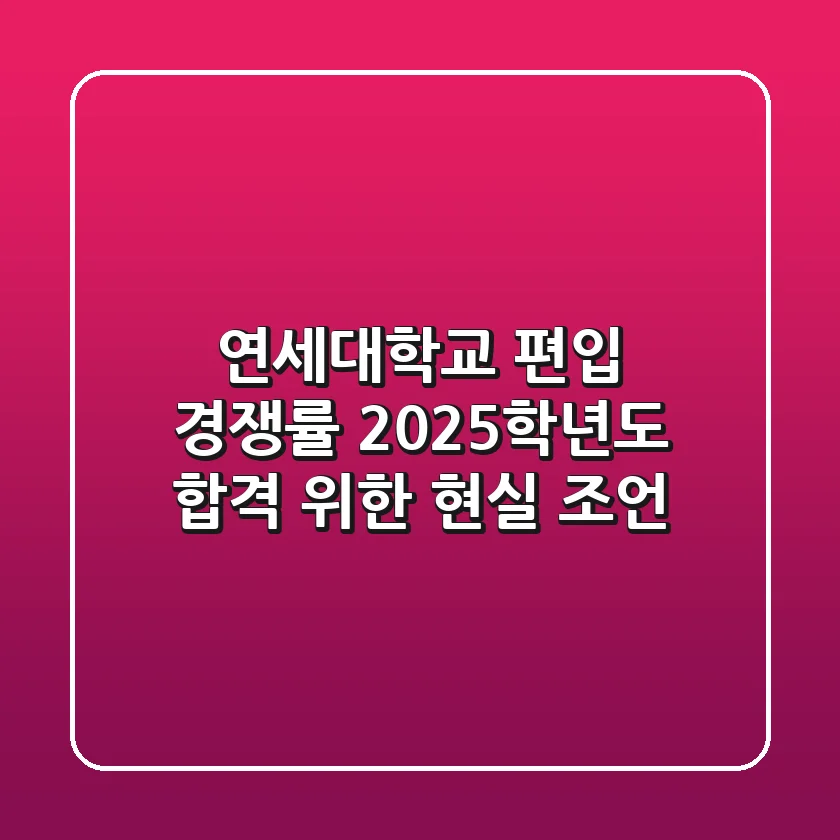 연세대학교 편입 경쟁률: 2025학년도 합격 위한 현실 조언