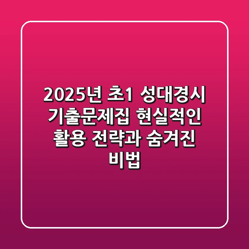 2025년 초1 성대경시 기출문제집, 현실적인 활용 전략과 숨겨진 비법