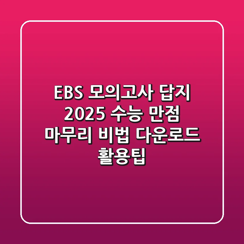 EBS 모의고사 답지, 2025 수능 만점 마무리 비법 (다운로드 & 활용팁)