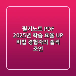 필기노트 PDF, 2025년 학습 효율 UP 비법 (경험자의 솔직 조언)