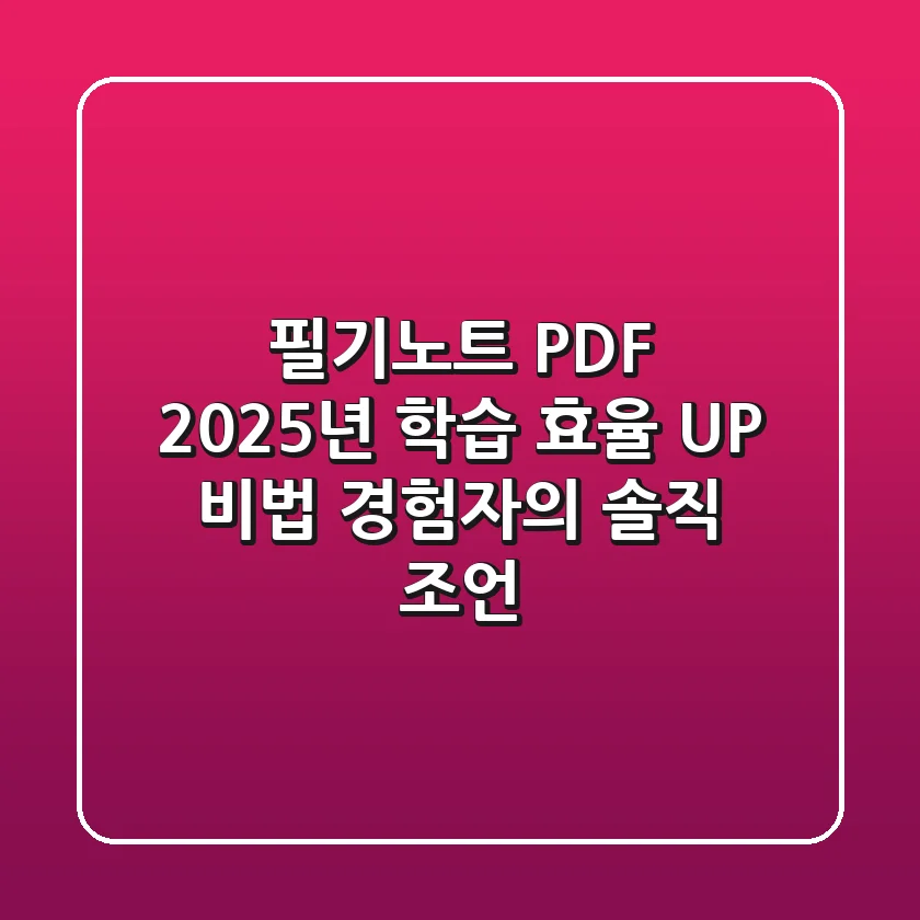필기노트 PDF, 2025년 학습 효율 UP 비법 (경험자의 솔직 조언)