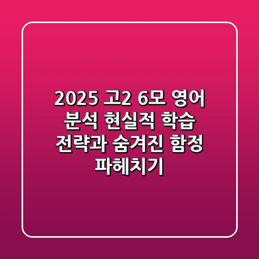 2025 고2 6모 영어 분석: 현실적 학습 전략과 숨겨진 함정 파헤치기