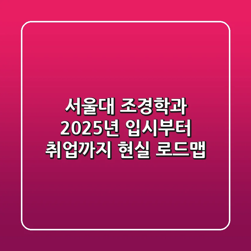 서울대 조경학과 2025년, 입시부터 취업까지 현실 로드맵