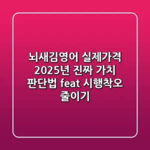 뇌새김영어 실제가격, 2025년 진짜 가치 판단법 (feat. 시행착오 줄이기)