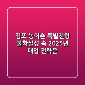 김포 농어촌 특별전형, 불확실성 속 2025년 대입 전략은?