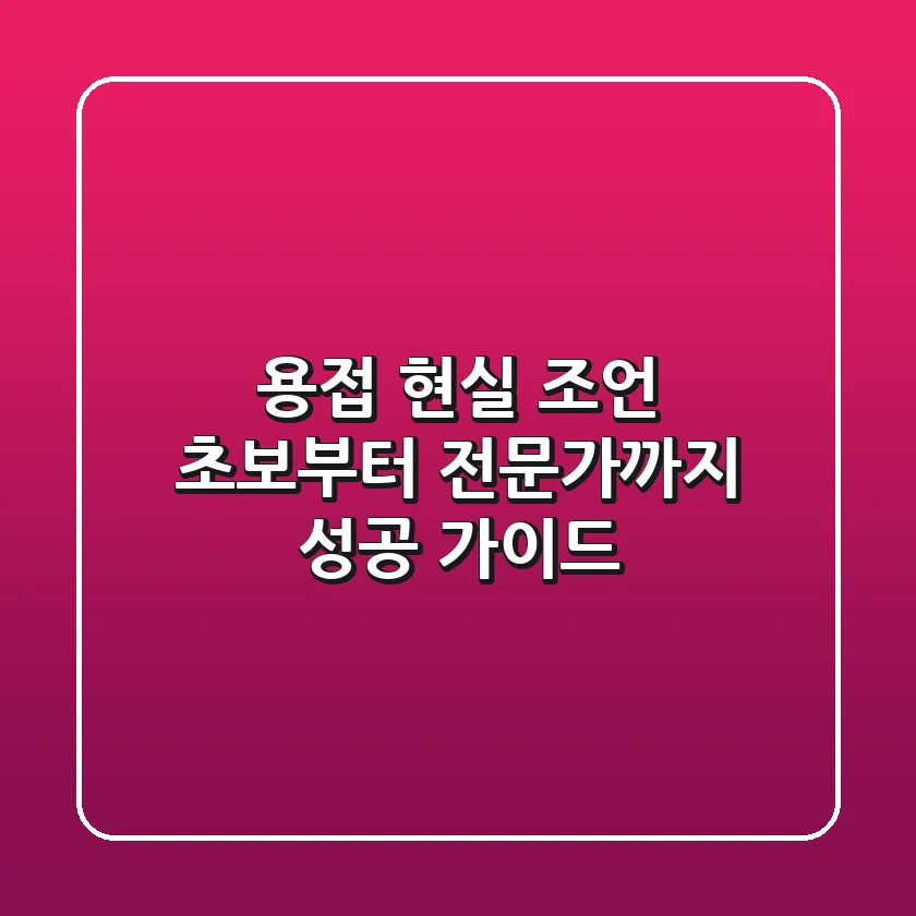 용접, 현실 조언: 초보부터 전문가까지 성공 가이드