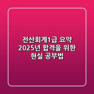 전산회계1급 요약, 2025년 합격을 위한 현실 공부법
