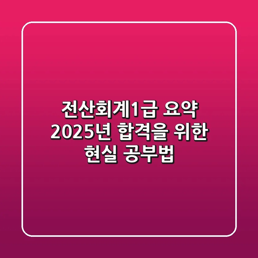 전산회계1급 요약, 2025년 합격을 위한 현실 공부법