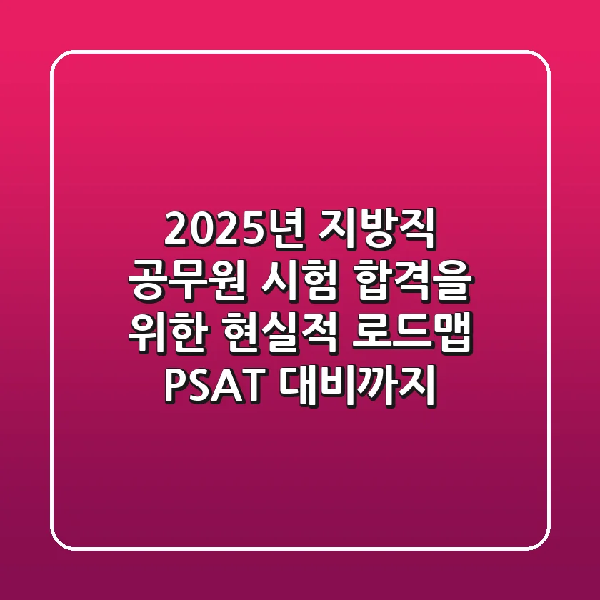 2025년 지방직 공무원 시험, 합격을 위한 현실적 로드맵 (PSAT 대비까지)