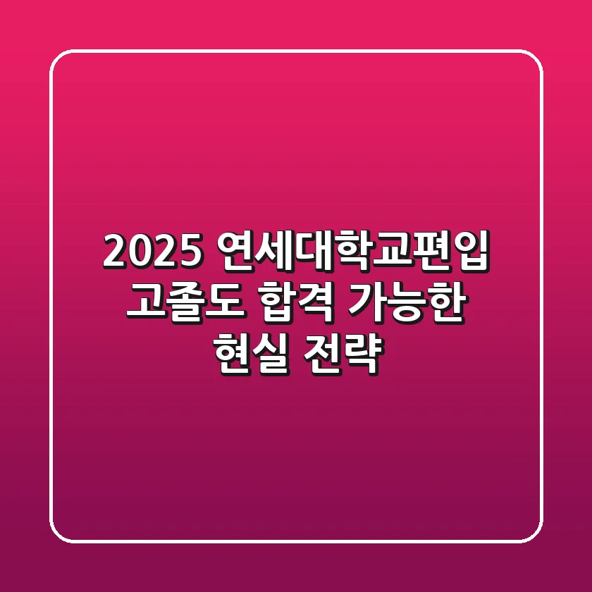 2025 연세대학교편입, 고졸도 합격 가능한 현실 전략