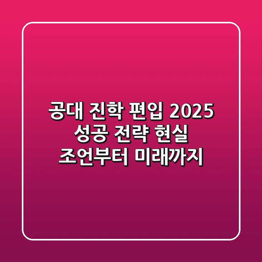 공대 진학? 편입? 2025 성공 전략, 현실 조언부터 미래까지