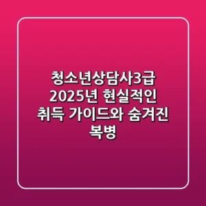 청소년상담사3급, 2025년 현실적인 취득 가이드와 숨겨진 복병