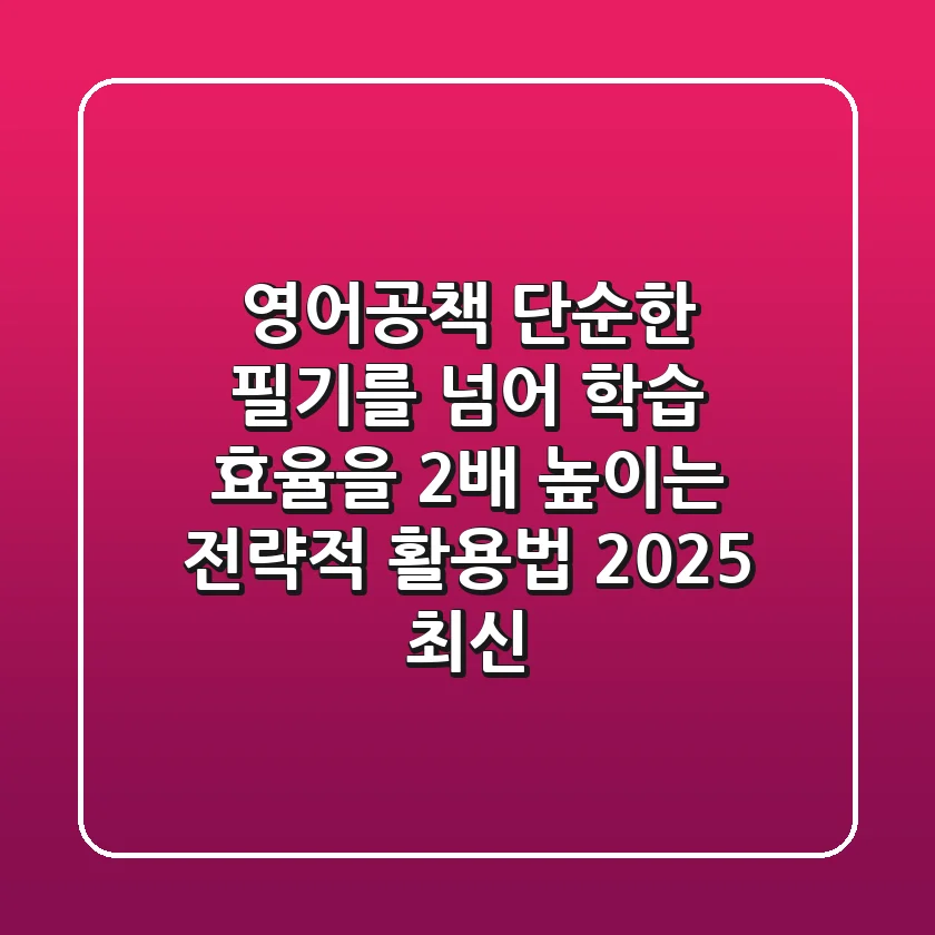 영어공책, 단순한 필기를 넘어 학습 효율을 2배 높이는 전략적 활용법 (2025 최신)