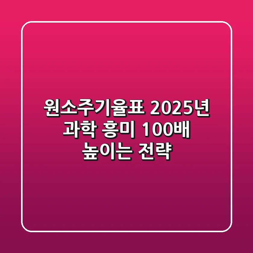 원소주기율표, 2025년 과학 흥미 100배 높이는 전략