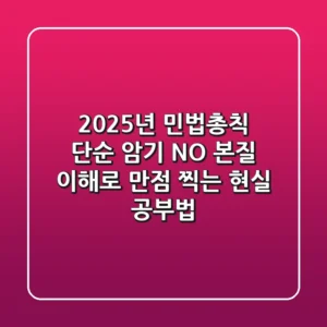 2025년 민법총칙, 단순 암기 NO! 본질 이해로 만점 찍는 현실 공부법