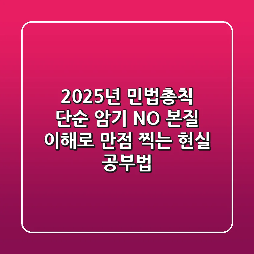 2025년 민법총칙, 단순 암기 NO! 본질 이해로 만점 찍는 현실 공부법