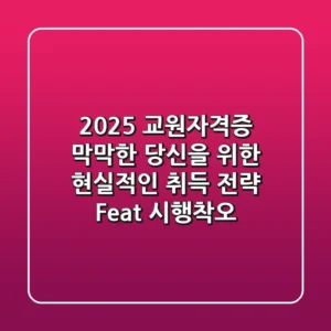 2025 교원자격증, 막막한 당신을 위한 현실적인 취득 전략 (Feat. 시행착오)