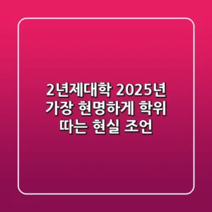 2년제대학, 2025년 가장 현명하게 학위 따는 현실 조언