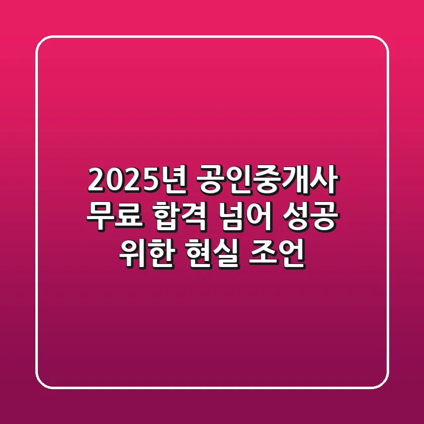 2025년 공인중개사 무료: 합격 넘어 성공 위한 현실 조언