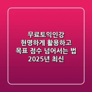 무료토익인강, 현명하게 활용하고 목표 점수 넘어서는 법 (2025년 최신)