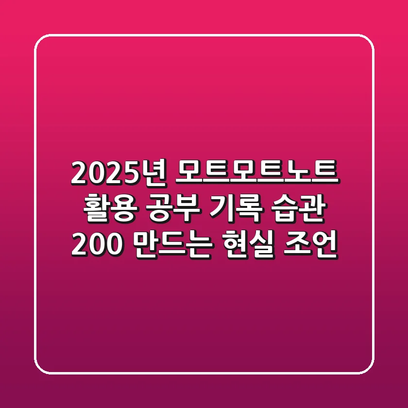 2025년, 모트모트노트 활용! 공부 & 기록 습관 200% 만드는 현실 조언