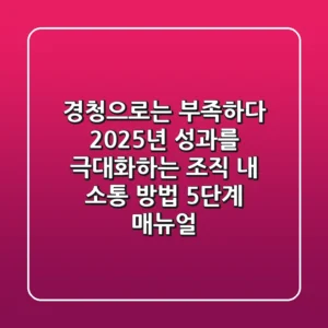 "경청으로는 부족하다" 2025년, 성과를 극대화하는 조직 내 소통 방법 5단계 매뉴얼