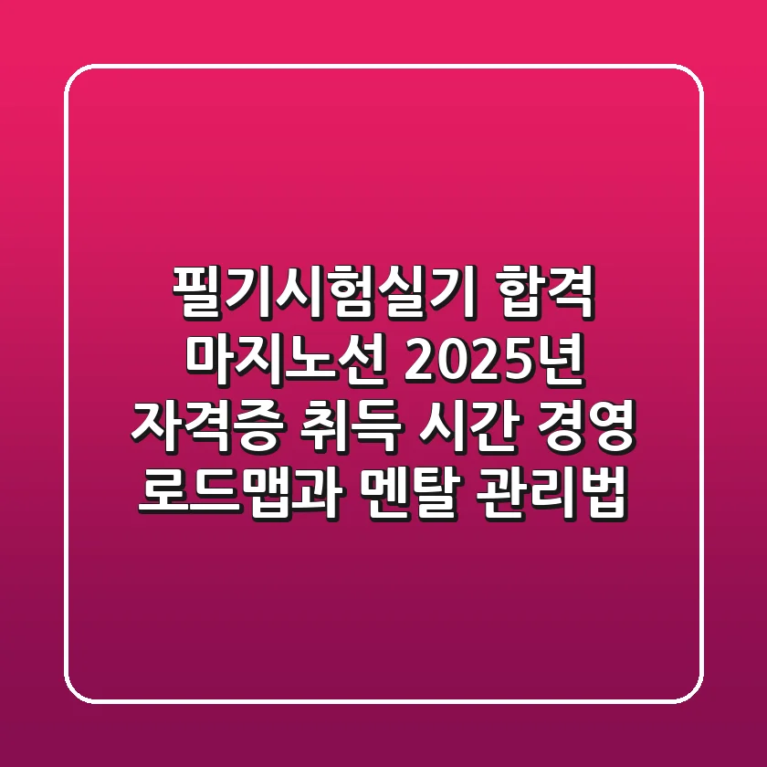 "필기시험실기 합격 마지노선", 2025년 자격증 취득 시간 경영 로드맵과 멘탈 관리법
