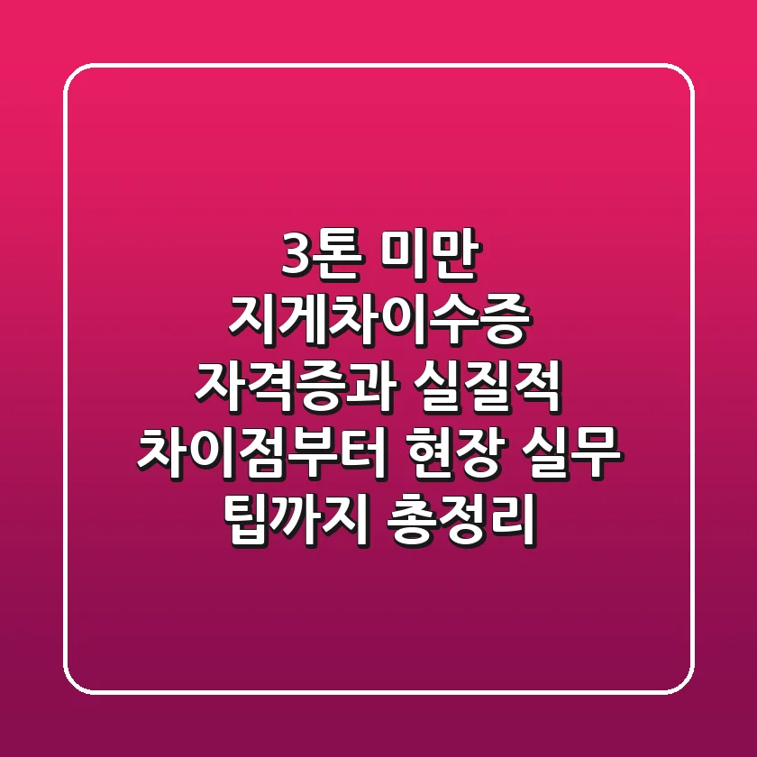 "3톤 미만 지게차이수증", 자격증과 실질적 차이점부터 현장 실무 팁까지 총정리