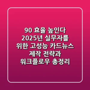 "90% 효율 높인다", 2025년 실무자를 위한 고성능 카드뉴스 제작 전략과 워크플로우 총정리