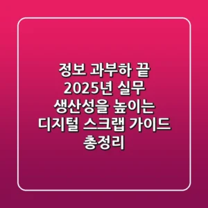 "정보 과부하 끝", 2025년 실무 생산성을 높이는 디지털 스크랩 가이드 총정리