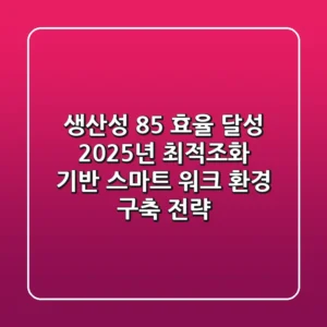 "생산성 85% 효율 달성", 2025년 최적조화 기반 스마트 워크 환경 구축 전략