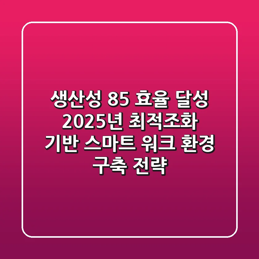 "생산성 85% 효율 달성", 2025년 최적조화 기반 스마트 워크 환경 구축 전략