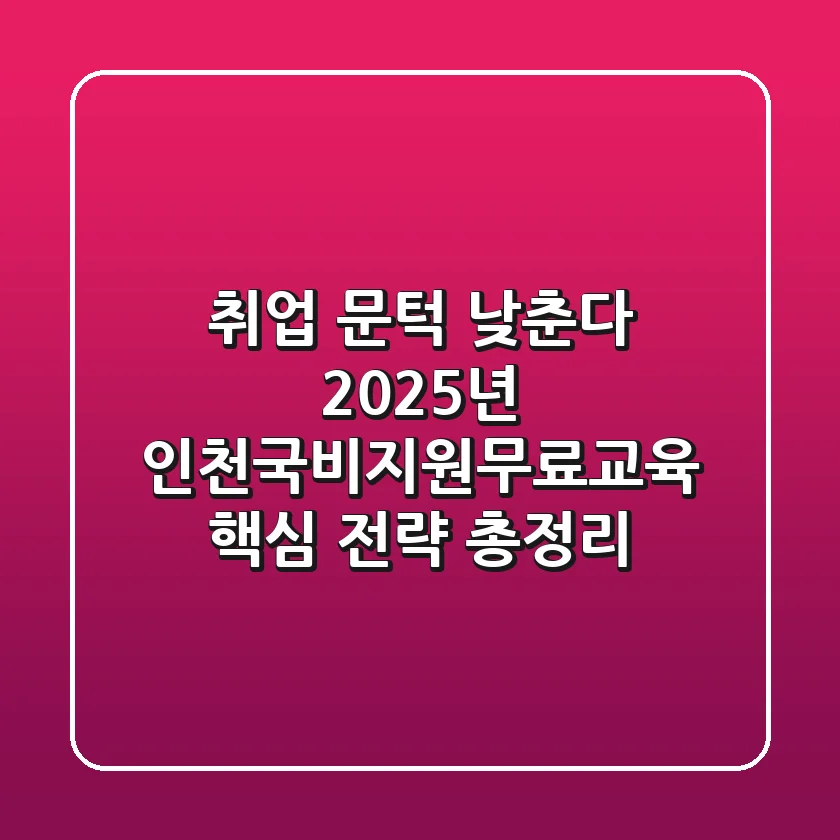"취업 문턱 낮춘다", 2025년 인천국비지원무료교육 핵심 전략 총정리