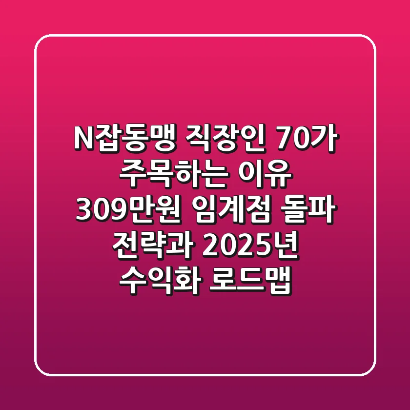 "N잡동맹, 직장인 70%가 주목하는 이유", 309만원 임계점 돌파 전략과 2025년 수익화 로드맵