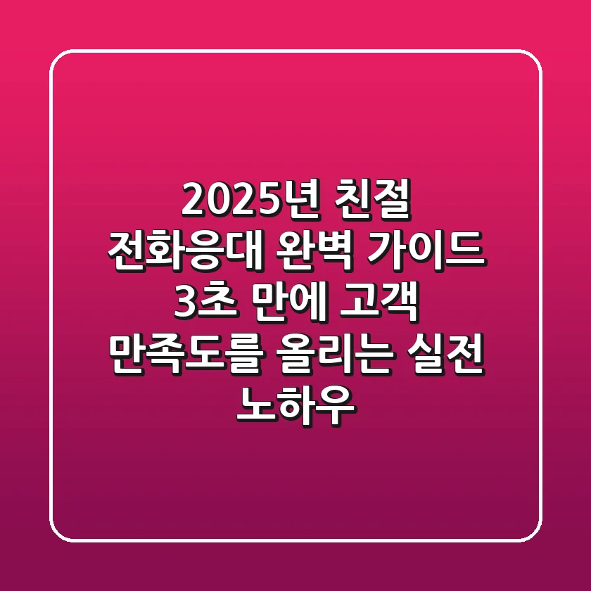 "2025년 친절 전화응대 완벽 가이드", 3초 만에 고객 만족도를 올리는 실전 노하우