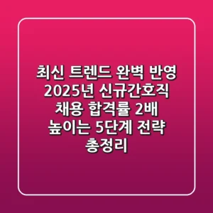 "최신 트렌드 완벽 반영", 2025년 신규간호직 채용, 합격률 2배 높이는 5단계 전략 총정리
