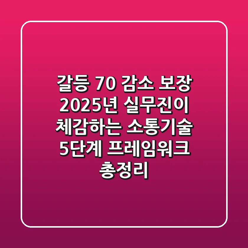 "갈등 70% 감소 보장", 2025년 실무진이 체감하는 소통기술 5단계 프레임워크 총정리
