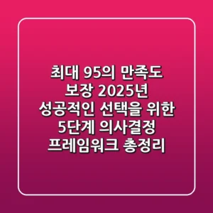 "최대 95%의 만족도 보장", 2025년 성공적인 선택을 위한 5단계 의사결정 프레임워크 총정리