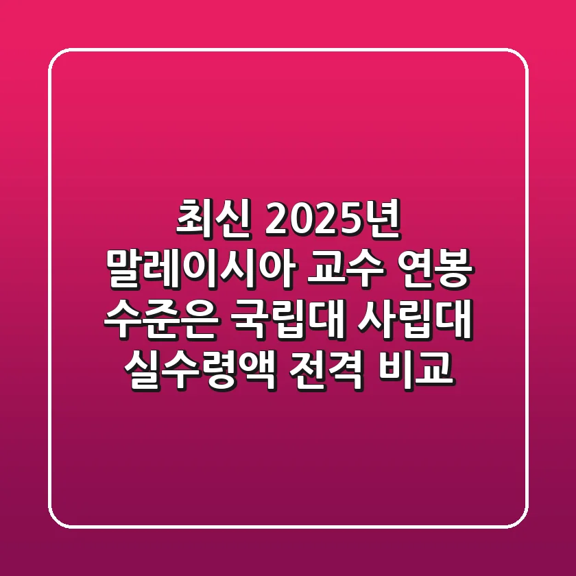 "최신 2025년 말레이시아 교수 연봉 수준은?", 국립대 사립대 실수령액 전격 비교