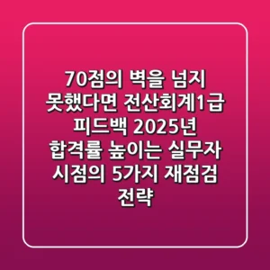 "70점의 벽을 넘지 못했다면", 전산회계1급 피드백, 2025년 합격률 높이는 실무자 시점의 5가지 재점검 전략