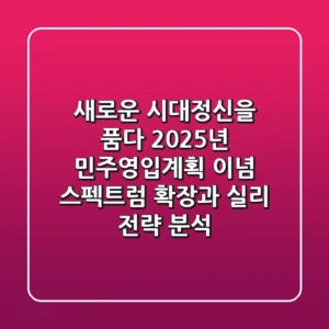 "새로운 시대정신을 품다", 2025년 민주영입계획: 이념 스펙트럼 확장과 실리 전략 분석