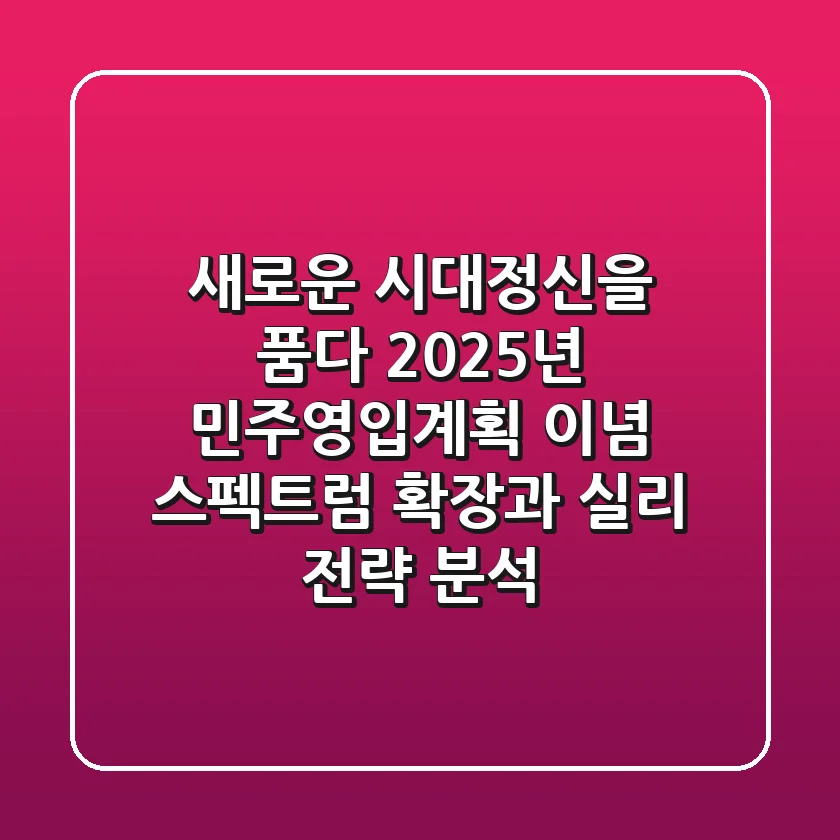 "새로운 시대정신을 품다", 2025년 민주영입계획: 이념 스펙트럼 확장과 실리 전략 분석