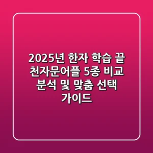 "2025년 한자 학습 끝", 천자문어플 5종 비교 분석 및 맞춤 선택 가이드