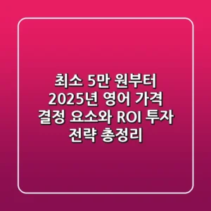 "최소 5만 원부터?", 2025년 영어 가격 결정 요소와 ROI 투자 전략 총정리