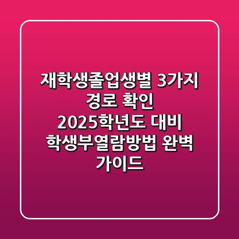 "재학생·졸업생별 3가지 경로 확인", 2025학년도 대비 학생부열람방법 완벽 가이드